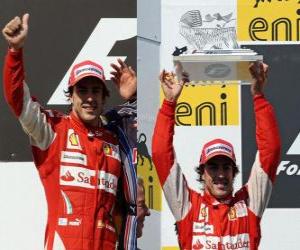 puzzel Fernando Alonso - Ferrari - Hungaroring, de Hongaarse Grand Prix (2010) (2e plaats)