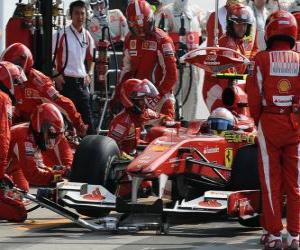 puzzel Fernando Alonso in de pits - Ferrari - Monza 2010