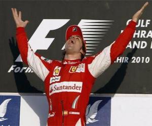 puzzel Fernando Alonso viert zijn overwinning in de Grand Prix van Bahrein (2010)