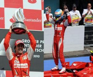 puzzel Fernando Alonso viert zijn overwinning op Hockenheim, de Duitse Grand Prix (2010)
