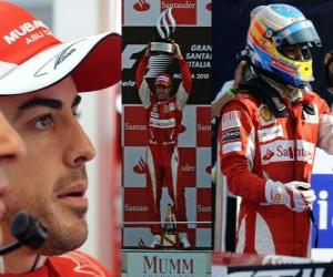 puzzel Fernando Alonso viert zijn overwinning op Monza, de Italiaanse Grand Prix (2010)