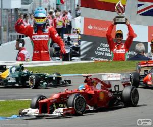 puzzel Fernando Alonso viert zijn overwinning in de Grand Prix van Duitsland 2012