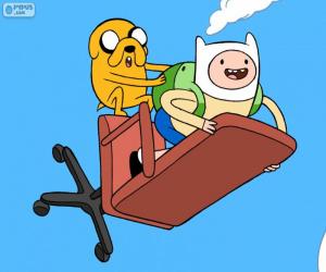 puzzel Finn en Jake vliegen