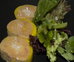 puzzel Foie gras mi-cuit met salade