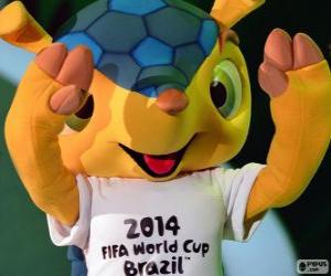 puzzel Fuleco, de officiële mascotte van de Wereldkampioenschap voetbal 2014 in Brazilië is een gordeldier