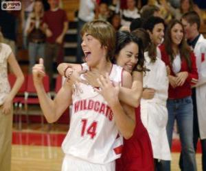 puzzel Gabriella Montez omarmt Troy Bolton