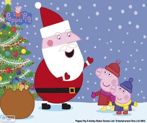 puzzel Gelukkig kerstfeest Peppa