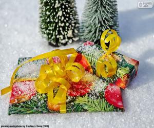 puzzel Geschenken met geel lint