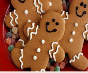 puzzel Gingerbread Man, een cookies of koekje gemaakt van peperkoek