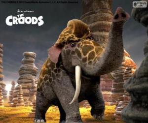 puzzel Girelephant van De Croods, een kruising tussen een giraffe en een olifant