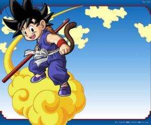 puzzel Goku paardrijden zijn Kinton wolk die kan vliegen op hoge snelheid