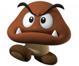 puzzel Goomba, vijanden van Mario, een soort paddestoel met de voeten