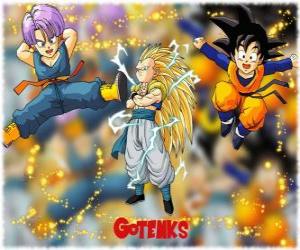 puzzel Gotenks, een van de meest krachtige personages gemaakt door de fusie tussen zoon Goten en Trunks