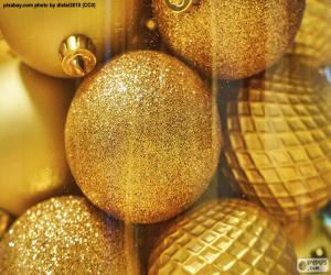 puzzel Gouden ballen voor Kerstmis