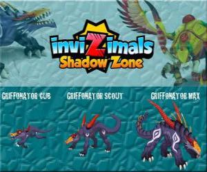 puzzel Griffonator Cub, Griffonator Scout, Griffonator Max. Invizimals Shadow Zone. Reptielen op de loer in de rivieren van India