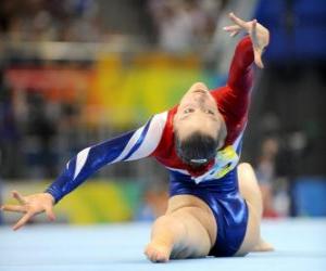 puzzel Gymnastiek en turnen het uitvoeren van de vloer oefening