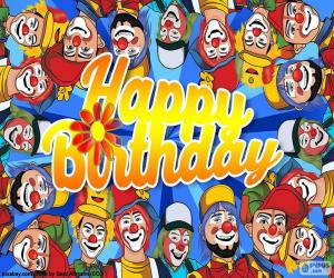 puzzel Happy Birthday met clowns
