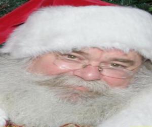 puzzel Happy Santa Claus met zijn hoed en witte baard