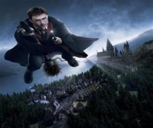 puzzel Harry Potter vliegen met zijn magische bezem