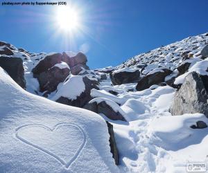 puzzel Hart in de sneeuw