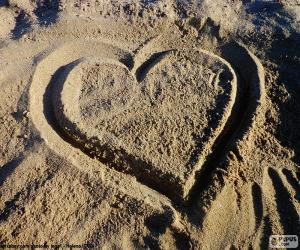 puzzel Hart op het strand