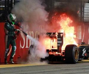 puzzel Heikki Kovalainen - Lotus - 2010 in Singapore