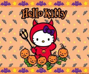 puzzel Hello Kitty gekleed op Halloween