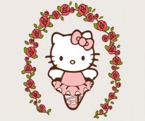 puzzel Hello Kitty met bloemen