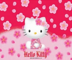 puzzel Hello Kitty met bloemen