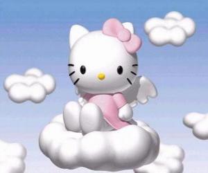 puzzel Hello Kitty vliegen over een wolk