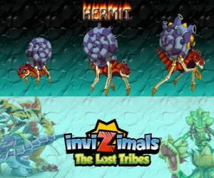 puzzel Hermit, laatste evolutie. Invizimals The Lost Tribes. Deze timide Invizimals leven in het water van de diepste grotten