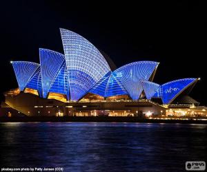 puzzel Het Sydney Opera House in de nacht