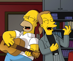 puzzel Homer Simpson zingt met een vriend