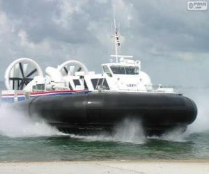 puzzel Hovercraft, luchtkussenvoertuig, een voertuig kan reizen over land, over water, modder of ijs