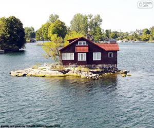 puzzel Huis op een klein eiland