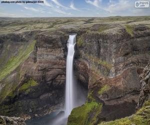 puzzel Háifoss Waterval, IJsland