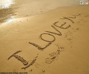 puzzel I LOVE YOU op het strand