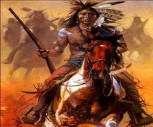 puzzel Indian Warrior rijden over