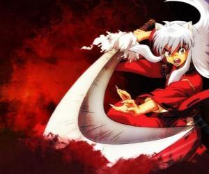 puzzel InuYasha met zijn zwaard gebruikt in zijn gevechten tegen monsters en vijanden