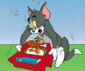 puzzel Jerry eet Tom picknick