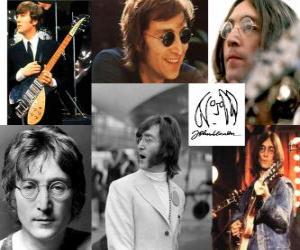 puzzel John Lennon (1940 - 1980) muzikant en componist, die wereldberoemd werd als een van de stichtende leden van The Beatles.