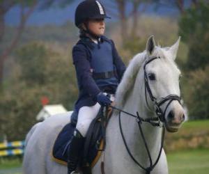 puzzel Jonge renner rijden, meisje op paard