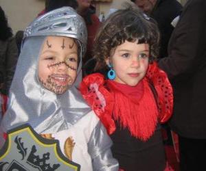 puzzel Jongen en meisje gekleed voor Carnaval
