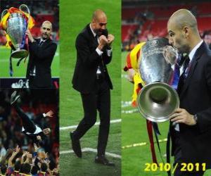 puzzel Josep Guardiola het vieren van de Champions League 2010-2011