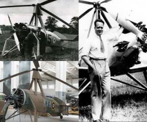 puzzel Juan de la Cierva y Codorníu (1895 - 1936) de uitvinder van de autogyro, de voorloper van de helikopter van vandaag eenheid.