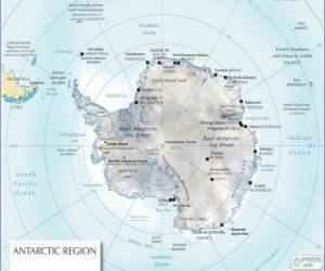 puzzel Kaart van Antarctica. De Zuidpool is op Antarctica