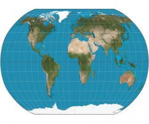 puzzel Kaart van de aarde. Kaart met de Robinson projectie waarmee de vertegenwoordiging van de hele wereld