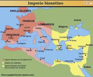 puzzel Kaart van het Byzantijnse rijk in de Middeleeuwen