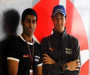 puzzel Karun Chandhok en Bruno Senna, rijders van het team Hispania Racing
