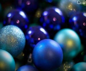 puzzel Kerst ballen blauw